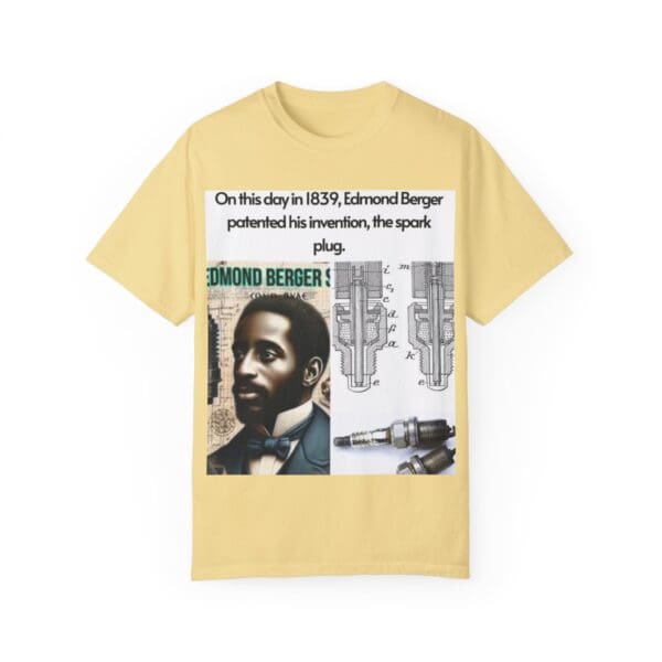 A yellow t-shirt with an image of a man.