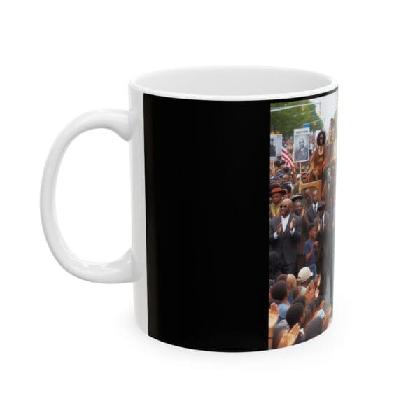 Ceramic Mug, (11oz, 15oz) (BLACK ART-MARCHING FOR THE TRUTH) - Image 3