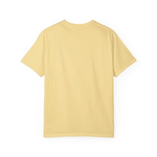 A yellow t-shirt with the back of it.