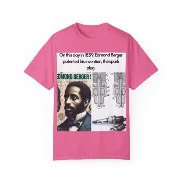 A pink t-shirt with a picture of a man and the words " to this day in 1 8 7 5, edward sharpe unen