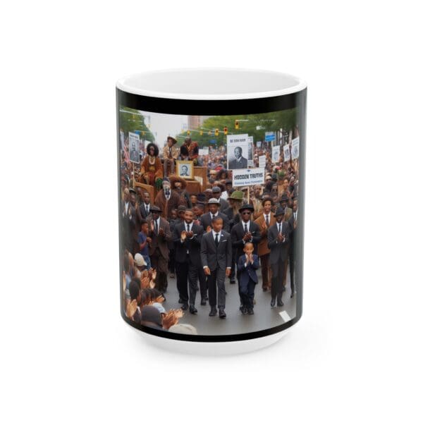 Ceramic Mug, (11oz, 15oz) (BLACK ART-MARCHING FOR THE TRUTH) - Image 5