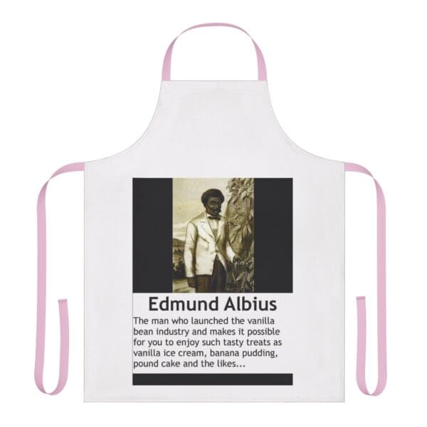 A white apron with an image of a person.