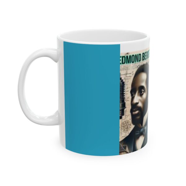 A mug with an image of desmond elliot on it.