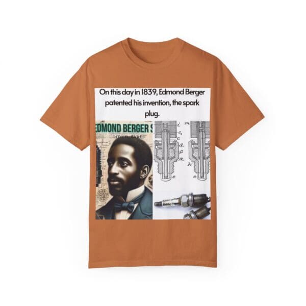 A t-shirt with an image of a man and the words " to this day in 1 8 7 6, edmund berger undertook its