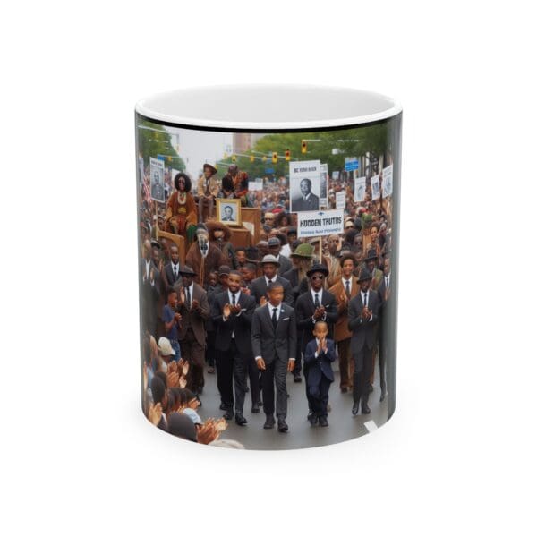 Ceramic Mug, (11oz, 15oz) (BLACK ART-MARCHING FOR THE TRUTH)