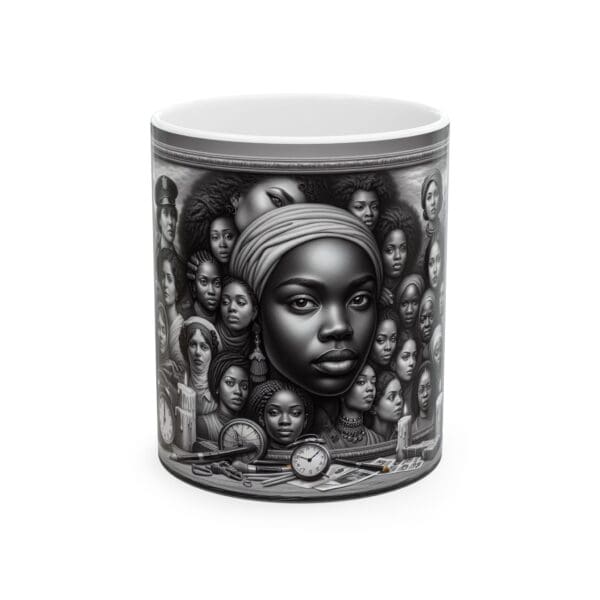 Ceramic Mug, (11oz, 15oz) ARTISTIC MUG- BLACK WOMEN OUR BACKBONE)