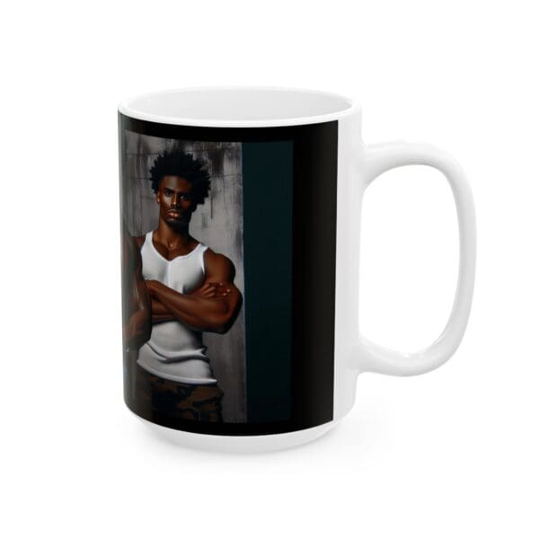 Ceramic Mug, (11oz, 15oz) BLACK ARTISTIC MUG-(STANDING STRONG AND PROUD) - Image 8