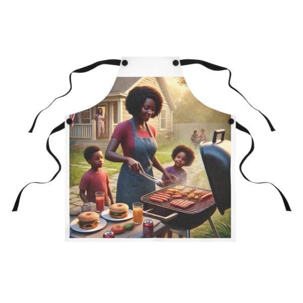 A woman and two children are cooking hamburgers.