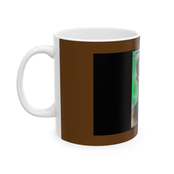 A coffee mug with an image of a person