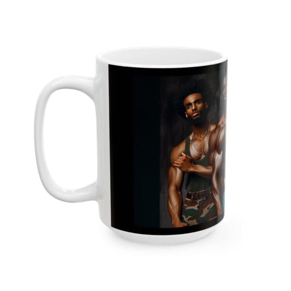 Ceramic Mug, (11oz, 15oz) BLACK ARTISTIC MUG-(STANDING STRONG AND PROUD) - Image 7