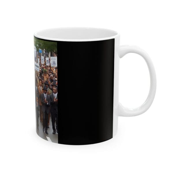 Ceramic Mug, (11oz, 15oz) (BLACK ART-MARCHING FOR THE TRUTH) - Image 4