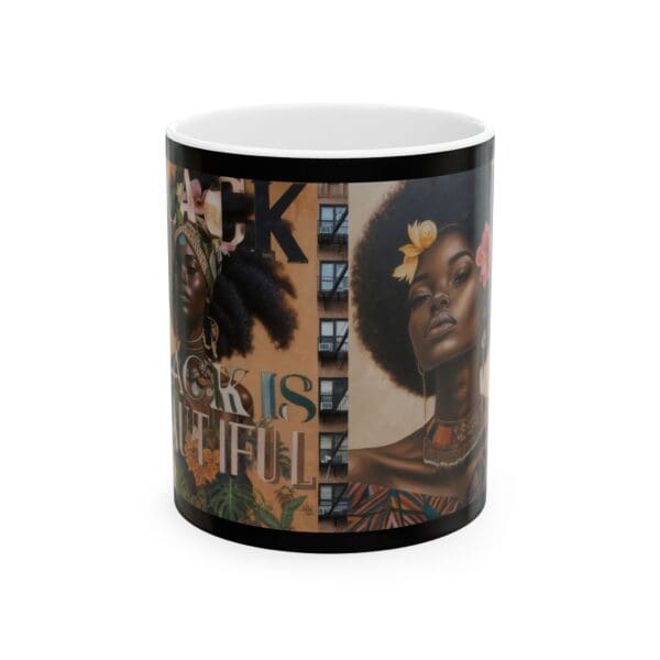 Ceramic Mug, (11oz, 15oz) (BLACK ARTISTIC MUG)