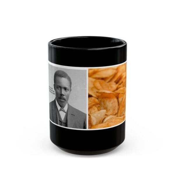 Black Mug (11oz, 15oz) "The Chip That Changed Snack History – George Crum" - Image 5