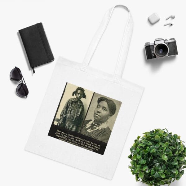 Inspiring Cotton Tote Bag -  "Rich Legacy in Every Stitch – Carry Sarah Rector’s Success" - Image 3
