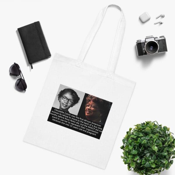 Cotton Canvas Tote Bag "Defy with Dignity – Carry Claudette Colvin’s Courage - Image 3