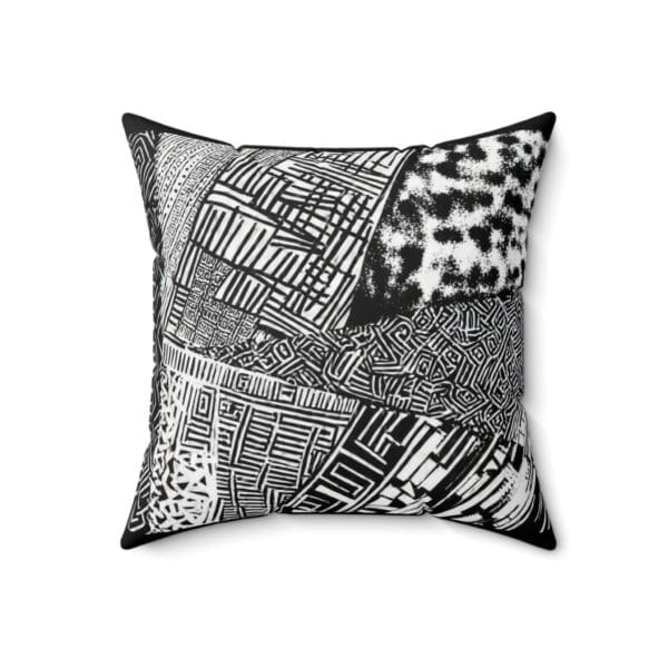 Modern Geometric Throw Pillow - Abstract Black & White Design - Image 8