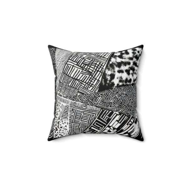 Modern Geometric Throw Pillow - Abstract Black & White Design - Image 2