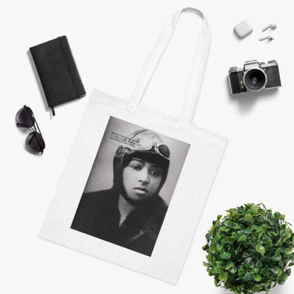 Cotton Canvas Tote Bag "Soar Boldly – Carry the Legacy of Bessie Coleman" - Image 3