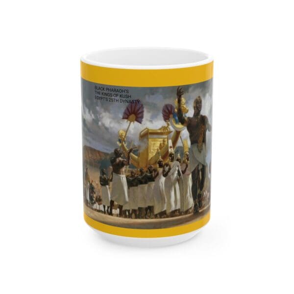 Black Mug, 15oz "The Kushite Kings: Black Pharaohs Who Ruled with Power." - Image 5