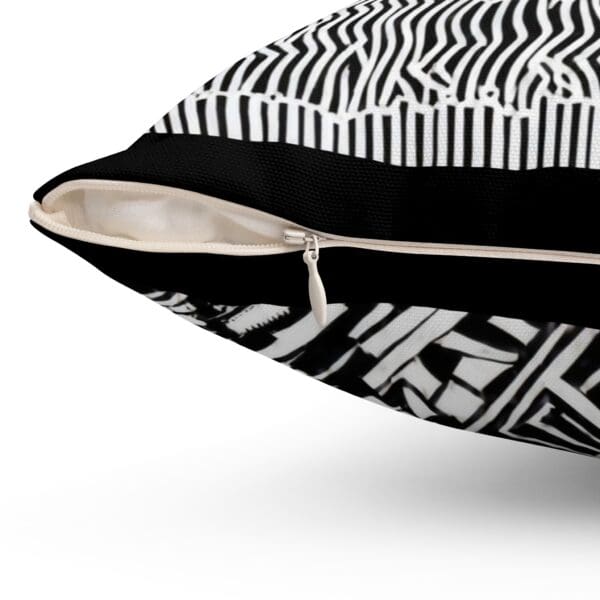 Modern Geometric Throw Pillow - Abstract Black & White Design - Image 9