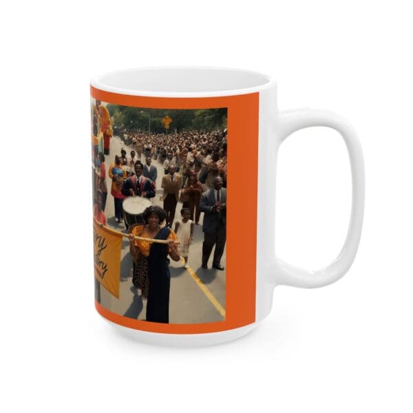 Ceramic Mug, (11oz, 15oz) Drumming for Change, Marching for Truth" - Image 8