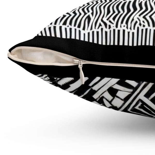 Modern Geometric Throw Pillow - Abstract Black & White Design - Image 6