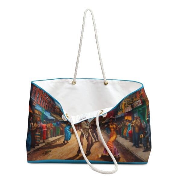 Vibrant Cityscape Weekender Bag - Perfect for Travel & Weekend Getaways "Where Function Meets Fashion." - Image 3
