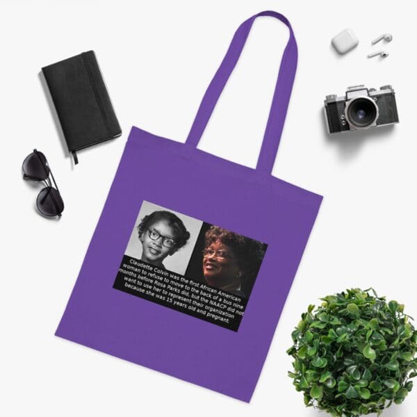 Cotton Canvas Tote Bag "Defy with Dignity – Carry Claudette Colvin’s Courage - Image 24