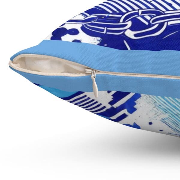 Modern Abstract Chain Print Pillow - Blue Decorative Cushion for Home - Image 12