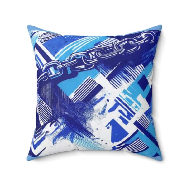 Modern Abstract Chain Print Pillow - Blue Decorative Cushion for Home - Image 11