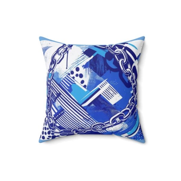 Modern Abstract Chain Print Pillow - Blue Decorative Cushion for Home - Image 4
