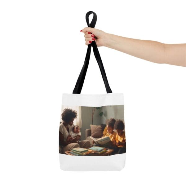 Tote Bag (AOP) “She Holds the Future. They Read the Past.” - Image 4