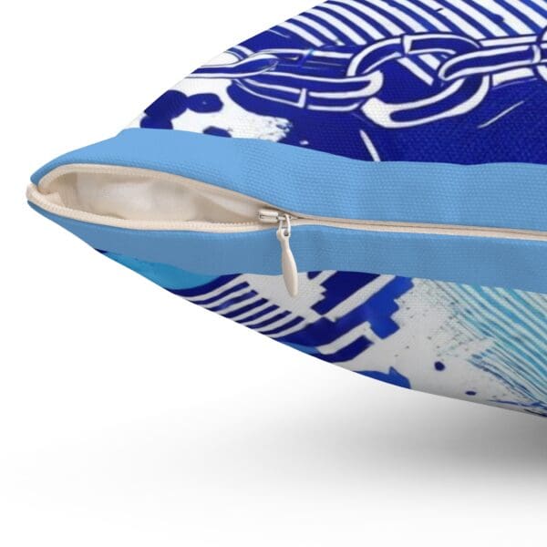 Modern Abstract Chain Print Pillow - Blue Decorative Cushion for Home - Image 3
