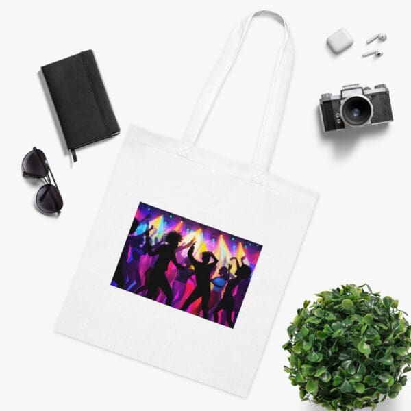 Organic Canvas Tote Bag Vibrant Nightlife Celebration" Canvas Bag - Image 3