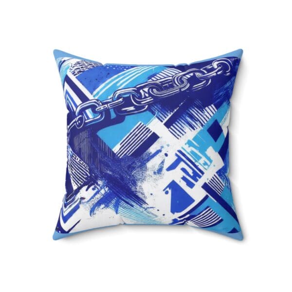 Modern Abstract Chain Print Pillow - Blue Decorative Cushion for Home - Image 8
