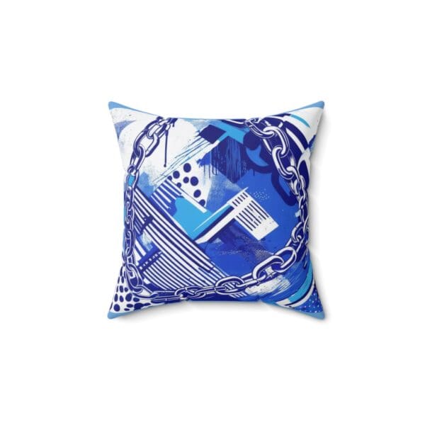 Modern Abstract Chain Print Pillow - Blue Decorative Cushion for Home