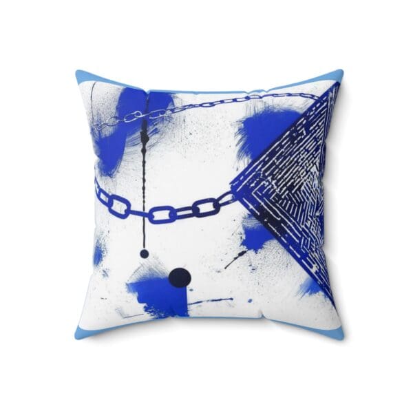 Artistic Blue Abstract Square Pillow - Modern Home Decor Style wrapped in sophistication. Elevate your space with modern elegance - Image 7
