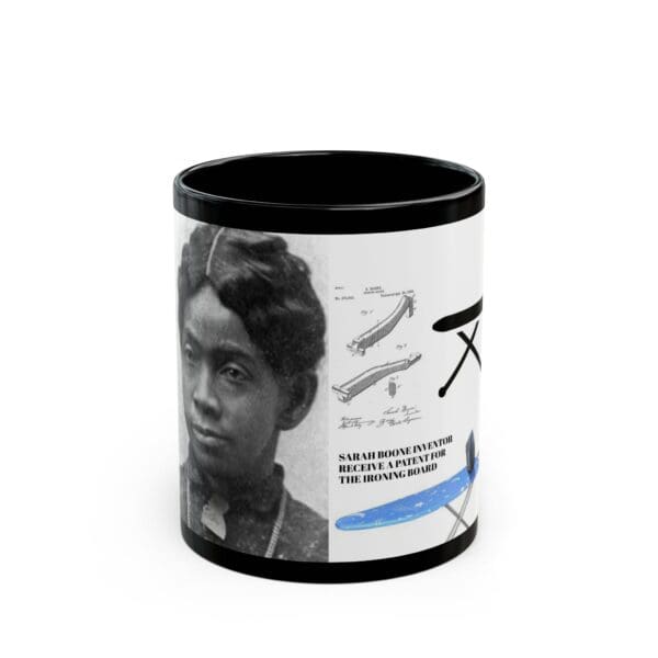 Black Mug (11oz, 15oz) "Innovation in Motion: Sarah Boone’s Ironing Board Revolution."