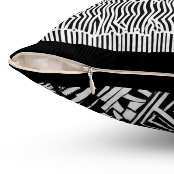 Modern Geometric Throw Pillow - Abstract Black & White Design - Image 3
