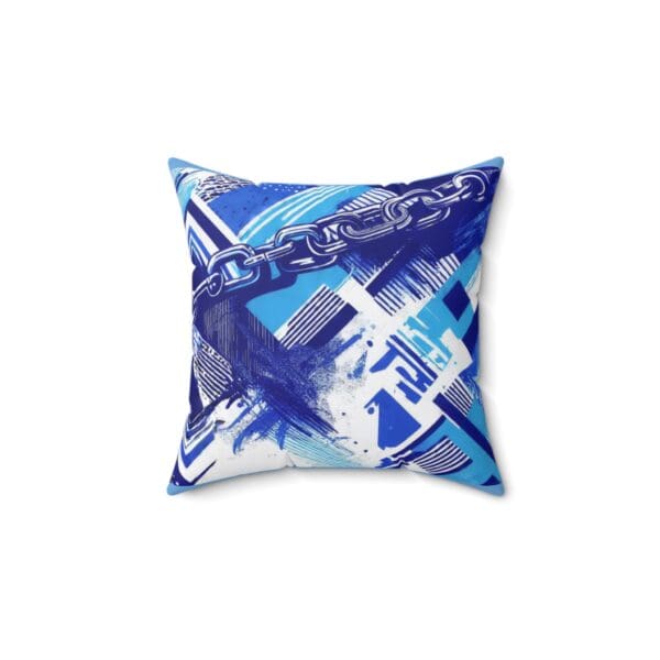 Modern Abstract Chain Print Pillow - Blue Decorative Cushion for Home - Image 2