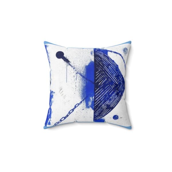 Artistic Blue Abstract Square Pillow - Modern Home Decor Style wrapped in sophistication. Elevate your space with modern elegance - Image 2