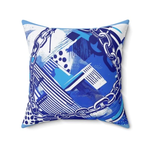 Modern Abstract Chain Print Pillow - Blue Decorative Cushion for Home - Image 10