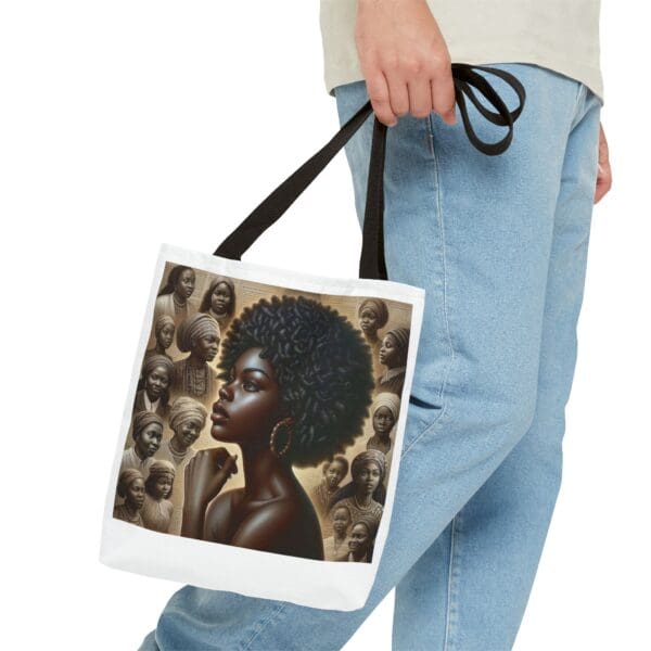 Tote Bag (AOP) "A gaze unbroken. A legacy unshaken." - Image 3