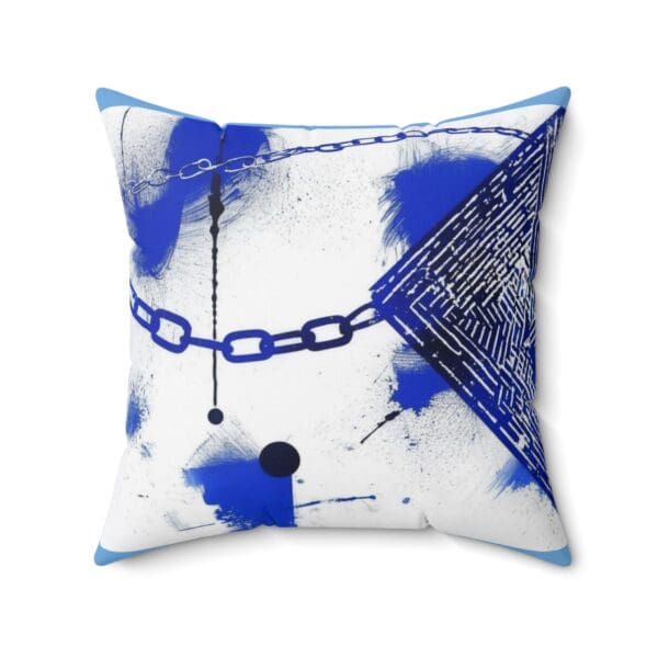 Artistic Blue Abstract Square Pillow - Modern Home Decor Style wrapped in sophistication. Elevate your space with modern elegance - Image 10