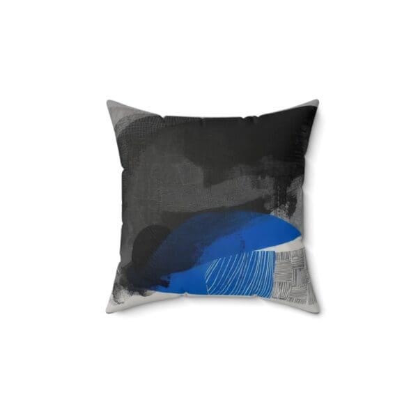 Modern Abstract Decorative Pillow with Blue Accents "Turn Your Home into a Work of Art." - Image 2