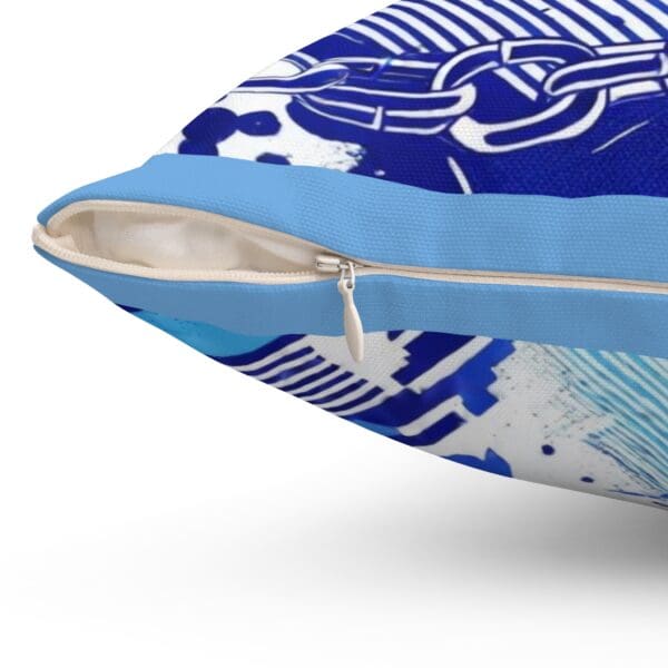 Modern Abstract Chain Print Pillow - Blue Decorative Cushion for Home - Image 6