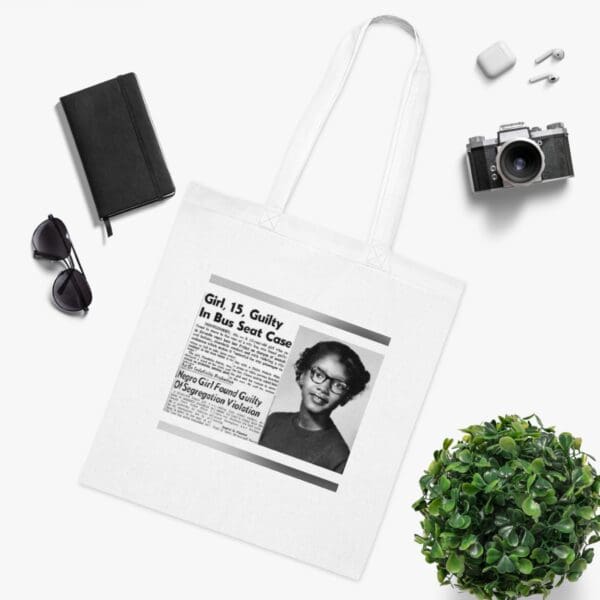 Cotton Canvas Tote Bag "Stand Strong, Stand Proud – Carry Claudette Colvin’s Courage" - Image 3