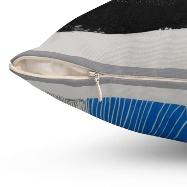 Modern Abstract Decorative Pillow with Blue Accents "Turn Your Home into a Work of Art." - Image 3
