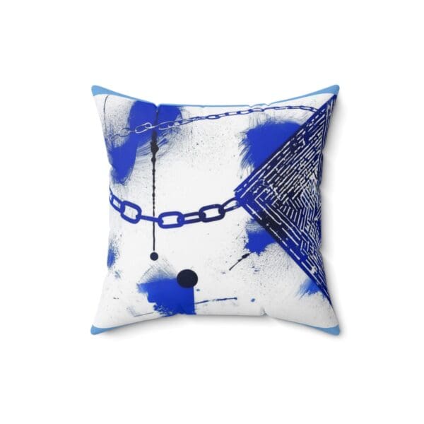 Artistic Blue Abstract Square Pillow - Modern Home Decor Style wrapped in sophistication. Elevate your space with modern elegance - Image 4