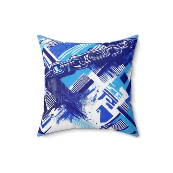 Modern Abstract Chain Print Pillow - Blue Decorative Cushion for Home - Image 5